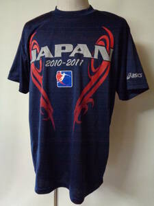 選手支給 ハンドボール 全日本 日本代表 asicsアシックス トレーニングトップス 半袖Tシャツ オリンピック 五輪 sizeXO 紺
