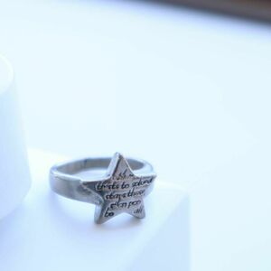 AG87 Star Motif Silver Color Vintage Ring スター 星 モチーフ シルバーカラー レトロ リング 指輪