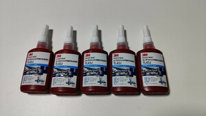 スリーエム　嫌気性接着剤　ねじゆるみ止め用　ねじろっく　3M　TJ43J　青色　50ml　中強度　高粘度　金属用　5個セット