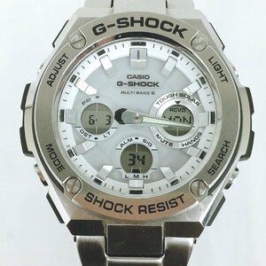 [稼働品]　CASIO　G-SHOCK　GST-110D　タフソーラー　デジアナ　シルバー　白文字盤　カシオ　ジーショック