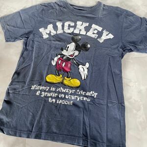 【中古品】Tシャツ ミッキーマウス Mickey ディズニー ミッキーマウスTシャツ 紺 ネイビー　X