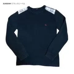 BURBERRY ブラックレーベル ノバチェック 切り替えニット 黒 Mサイズ