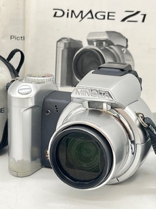 K4336■ MINOLTA DiMAGE Z1 ミノルタ ディマージュ コンパクト デジタルカメラ デジカメ コンデジ 説明書 ケース付 乾電池式 シルバー ■