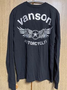 VANSON ロングTシャツ　黒　メンズM 美品 長袖 ロンT バックプリント綺麗