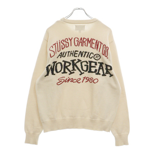 STUSSY ステューシー 23AW AUTHENTIC WORKGEAR SWEATER オーセンティック ニットセーター アイボリー