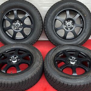 20年式。85%溝有。SUW 15インチ× 6J +45 PCD100/5穴 BRIDGESTONE 195/65R15スタッドレス4本。プリウス ウィッシュ インプレッサ他等。