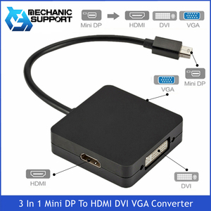 mini DP to HDMI/VGA/DVI マルチ 変換ケーブル 【ブラック】