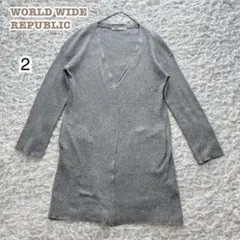 WORLD WIDE REPUBLIC 【M】ロングシンプルカーディガン グレー