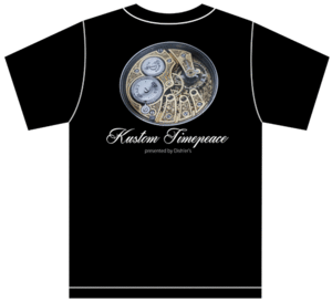 サイズが選べる Kustom Timepeace Tシャツ黒 9 S/M/L/XL カスタム時計 懐中時計 文字盤 エングレービング
