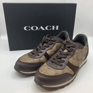 COACH コーチ シグネチャー PVC×レザー スニーカー USサイズ8B 約24.5センチ ワイズ標準 ブラウン系