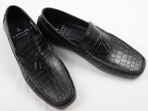 ●LANVIN COLLECTIONランバンコレクションタッセルローファ―スリップオンシューズ(83459,ブラック,26.5)新品