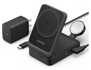 Anker MagGo Wireless Charging Station (Foldable 3-in-1) Qi2対応 マグネット式 3-in-1 ワイヤレス充電ステーション/ワイヤレス出力