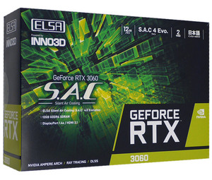 【中古】ELSAグラボ GeForce RTX 3060 S.A.C /L GD3060-12GERSH PCIExp 12GB 元箱あり [管理:1050018791]