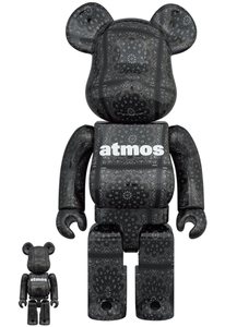 送料無料 新品 BE@RBRICK ベアブリック MEDICOM TOY BE@RBRICK atmos BANDANA 100％ & 400％ BLACK バンダナ ブラック メディコム・トイ