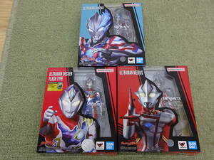 098-P84) 中古品 S.H.Figuarts ウルトラマンブレーザー ウルトラマンメビウス ウルトラマンデッカー フラッシュタイプ 3点セット