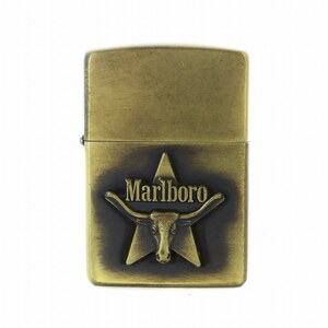 ジッポー ZIPPO Marlboro マルボロ IX 1993年製 ロングホーン スター オイルライター 真鍮 タバコ 小物 喫煙具 火花確認済 ゴールド色 ■GY