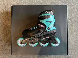 新品！未使用品！NEWモデルジュニアインラインスケート「ROLLERBLADE FURY Black/Sea Green 21.0㎝-24.0㎝」サイズ調整OK！