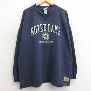 XL/古着 リー Lee 長袖 ビンテージ フットボール Tシャツ メンズ 00s ノートルダム カレッジ アイリッシュ 42 大きいサイズ クルーネック