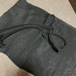 新品　正絹　喪服用　夏用帯締め帯揚げセット　黒　絹