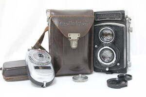 【返品保証】 ローライ Rolleicord Carl Zeiss Jena Triorar 7.5cm F3.5 Sekonic 露出計 ケース付き 二眼カメラ v6500