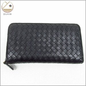 ★着物10★ 1円 BOTTEGA VENETA ボッテガ ヴェネタ レザー 編み込み 長財布（小銭入れあり） 黒 メンズ ブランド品 [同梱可] ☆☆☆