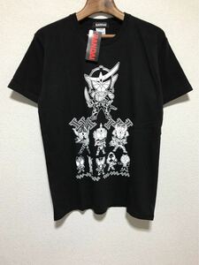 [即決古着]仮面ライダーシリーズ/仮面ライダー鎧武&平成仮面ライダーデフォルメ柄Tシャツ/ブラック/Mサイズ/BANDAI/未使用/タグ付き