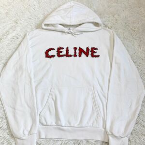 極美品 セリーヌ 【現行モデル】 CELINE 23SS パーカー スウェット トレーナー トップス エディ期 スタッズ ロゴ メンズ ホワイト サイズM