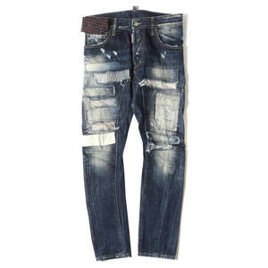 DSQUARED2 ディースクエアード パンツ サイズ:42 ヴィンテージ リペア加工 バイカー デニムパンツ Tidy Biker Jean インディゴ イタリア製