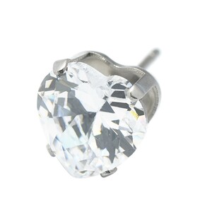 【バラ売り/1個】 ピアス サージカルステンレス ハート型キュービックジルコニアのピアス 石：8.0mm クリア