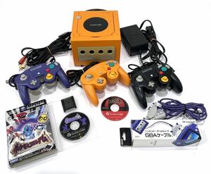 任天堂 Nintendo GAME CUBE ゲームキューブ DOL-001 オレンジ ゲーム機 本体 コントローラ 3個付き スマブラ ポケモンコロシアム 現状品 