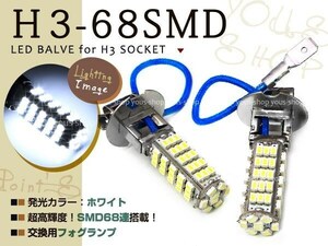 メール便送料無料 フォレスター SG5SG9 H14.2~H16.12 H3 LEDバルブ フォグランプ ホワイト デイライト 全面発光 純正交換　左右2個セット