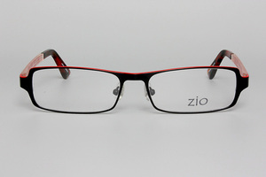 【新品・未使用】ZiO ジオ メタル フルリム ブラックマット/スケルトン赤の点模様 男女共用 Z161 COL.14