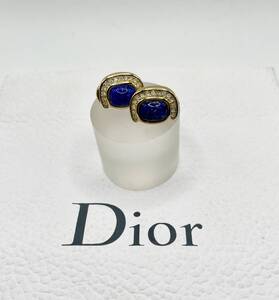 蘇や(PDY72)　1円スタート！　アクセサリー　ChristianDior　クリスチャンディオール　イヤリング　青　ストーン　中古品　コンパクト