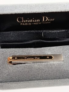 1円【美品/箱付】Christian Dior クリスチャンディオール タイピン ネクタイピン　クリップ式　ゴールド×シルバー