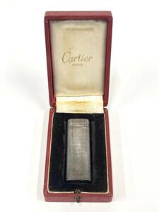 0000-0518 1円出品 Cartier カルティエ ライター ガスライター 喫煙具 ローラー オーバル シルバー カラー 箱 付き