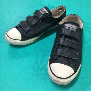 コンバース オールスター V-3 レザー Black 103838 28.5cm USED CONVERSE ALL STAR OX ベルクロ US10 黒 アメカジ 古着 スニーカー