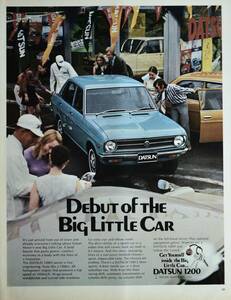 稀少！1970年ダットサン広告/Datsun 1200/サニー/日産自動車/昭和レトロ/旧車/Z