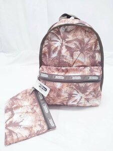 新品未使用 LeSportsac レスポートサック リュックサック ベーシックバックパックMAUI BRONZEマウイブロンズ　ヤシ柄ピンクブラウン系　