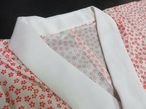 1円 良品 化繊 長襦袢 式典 和装 和服 白 梅鉢 花柄 おしゃれ 高級 袖無双 身丈125cm 裄66cm【夢職】★★★