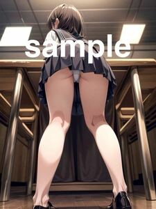 717 AI Girls オリジナル美少女 コスプレ アート A4ポスター イラスト 高画質 光沢紙 セクシー セーラー服 パンティ ローアングル