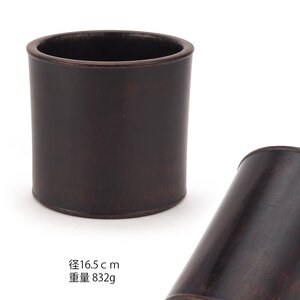 【夢工房】唐物 紫檀 筆筒 直径16.5㎝ 重量832g ( 書道 文具 )　CE-187