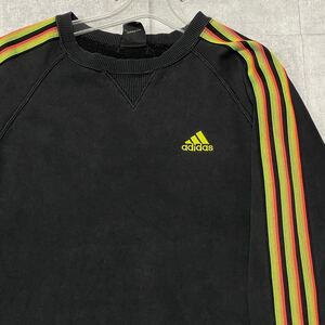 00s adidas 万国旗 前V ガゼット スウェット トレーナー アディダス　　00年代 レインボーストライプ 3本ライン スリーストライプ YL634