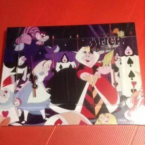 (送料込み)Disney 不思議の国のアリス ウォールクロック(ALICE IN WONDERLAND)☆size：約40×30㎝ キャンパス生地風 掛け時計 インテリア