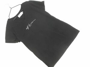 ネコポスOK アズールバイマウジー Vネック プリント Tシャツ sizeM/黒 ■◆ ☆ egb1 レディース