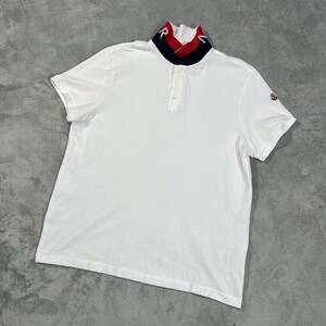 1円　美品　MONCLER モンクレール　MAGLIA マグリア　半袖 ポロシャツ 半袖ポロシャツ Lサイズ　ネックロゴ　白　ホワイト　8098