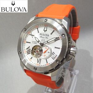 ★BULOVA Marine Star 200ｍ 98A226 オープンハート 裏スケ 21石 自動巻き 腕時計 マリンスター ブローバ★