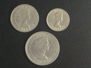 1966 Great Britain Queen Elizabeth 2 / 1960 1 schilling / 1967 6 pence coin (COIN47)