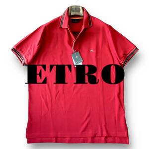 A20 未使用 タグ付き 鮮やか！定価7万 Lサイズ『エトロ ETRO』イタリアンコットン 映えるレッドカラー 半袖 ポロシャツ 赤 映える色合い！