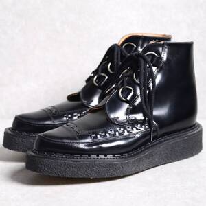 【UK7】【美品】ジョージコックス 13394v ディアノ ブーツ ラバーソール 黒 レザー GEORGE COX DIANO BOOT 