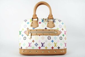 【超美品】LOUIS VUITTON ヴィトン アルマ モノグラムマルチカラー ハンドバッグ ホワイト ブランド鞄【HR90】